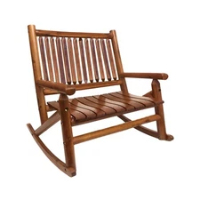 Leigh Country Double Porch Rocking Chair with Curved Seat Slats, Wide Seat, a...