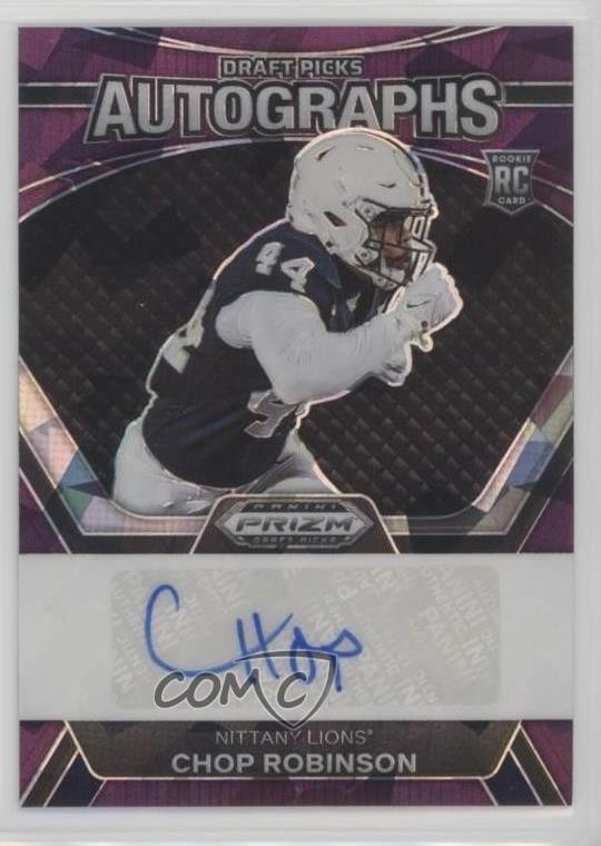 2024 Panini Prizm Draft Picks Purple Ice 60/99 Chop Robinson Rookie Auto RC 19n6