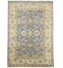 Gray Handmade Oushak Oriental Rug Floral Style Carpet Entryway Home Decor 6X9 ft