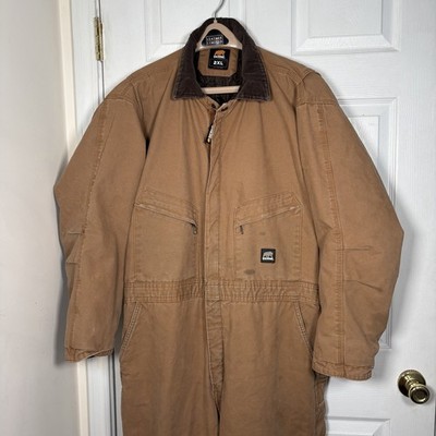 Berne 2XL Insulated Duck Coveralls Brown Quilted Lined Workwear Utility USA
