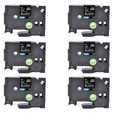 6PK Compatible with Brother PT1090 TZ-335 TZe-335 White on Black Label Tape 12mm