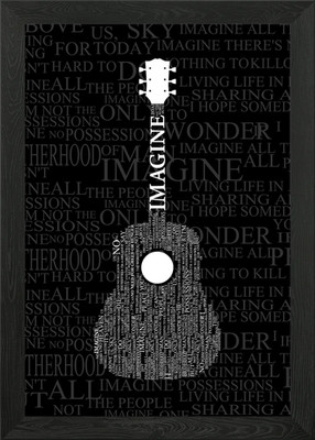 Gitarre Text auf Imagine Gerahmtes Wandbild Poster Leinwandbild Bild