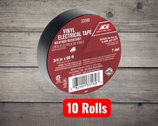 10 Rolls Ace 3/4 in. W X 60 ft. L Black Vinyl Electrical Tape