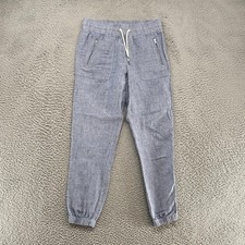Athleta Cabo Linen Joggers Womens 2 Blue Chambray Elastic Waist Coastal Beachy