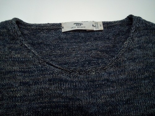 Inis Meain Sweater Men M Melange Blue Gray Linen Round Neck Long Sleeve Rolled - Picture 6 of 22
