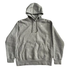 Nike Club Fleece Men's Logo Pullover Hoodie Sweatshirt Gray Sz L EUC CJ1611-063