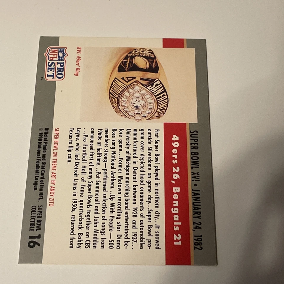 1990 Pro Set NFL Super Bowl XVI #16 - Image 4 of 4