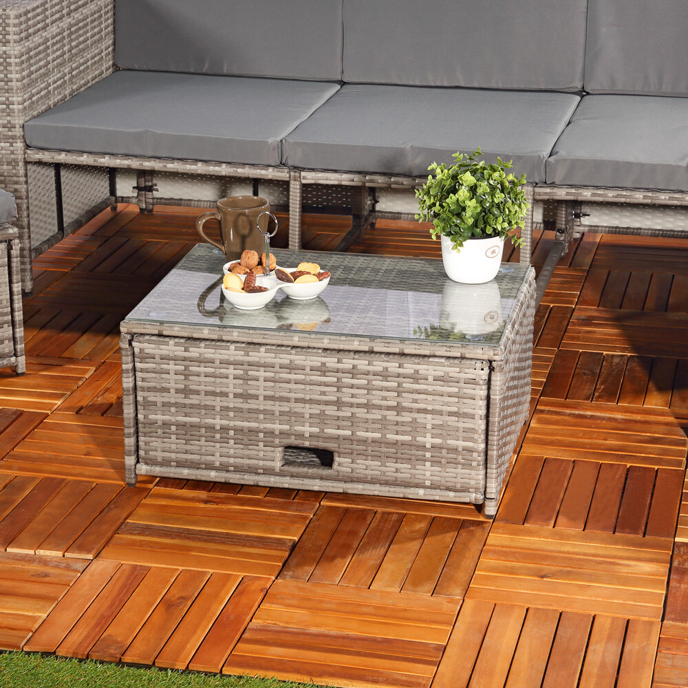 Gartenmöbel Sitzmöbel Lounge Set Polyrattan Sofa Tisch 2 Hocker Rattanmöbel