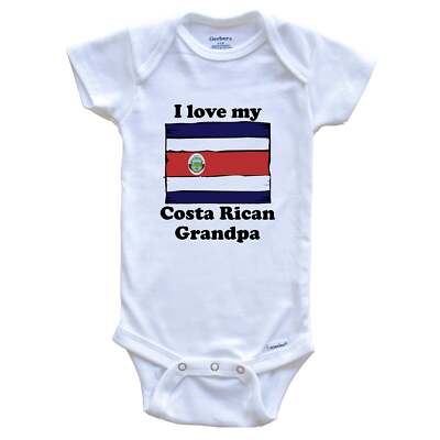 I Love My Costa Rican Grandpa Costa Rica Flag Grandchild One Piece Baby Bodysuit