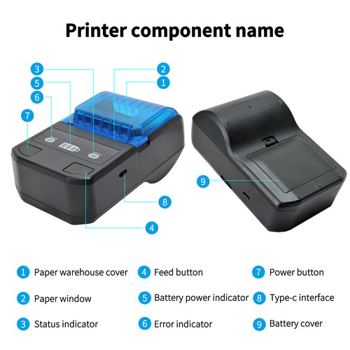 58mm Thermo Etikettendrucker kabelloser BT Etikettendrucker Barcode-Drucker R3N0 - Bild 3 von 19