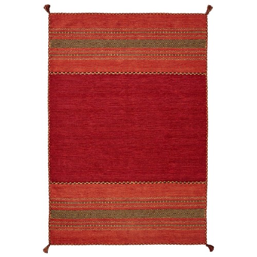 Kelim Red Rug Hall Runners and Cushions Tribal Aztec Geometric Design Tassels - Picture 3 of 6