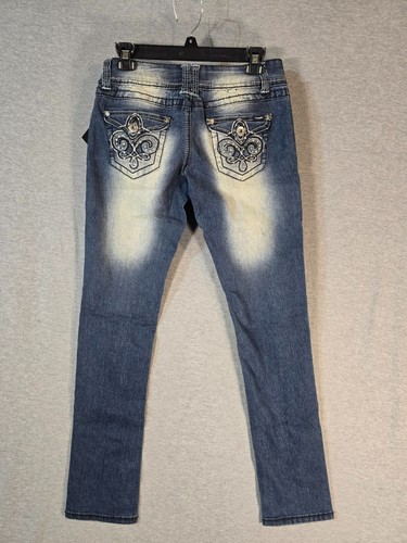Angels Jeans Girls Jr. Sz 7 Embroidered Pockets Thick Stitching Embellished NWT - Picture 2 of 7