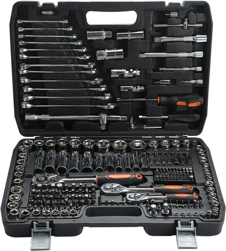 Socket Set - 216-Piece Socket and Ratchet Set Drill Bits Spanner Wrench with.Box - Picture 20 of 21