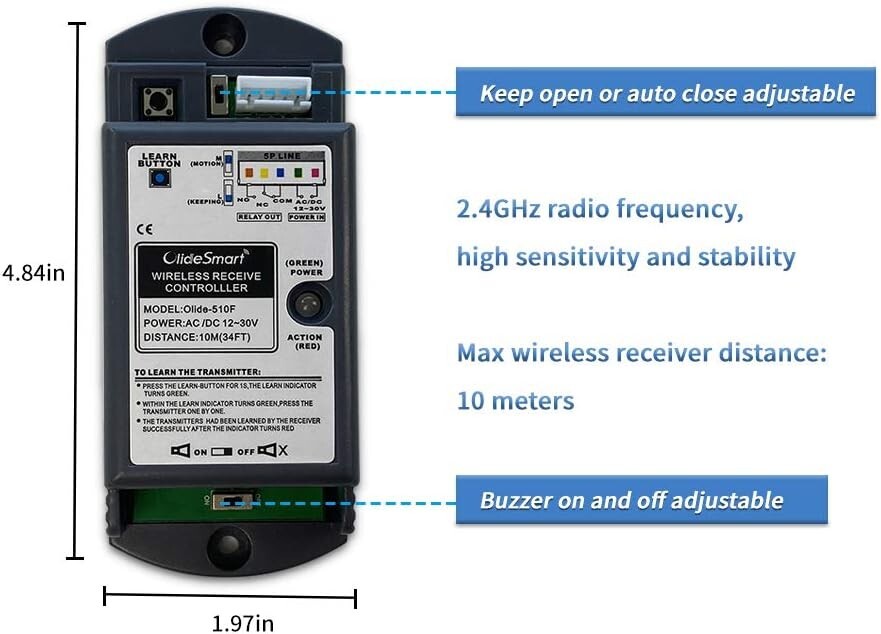 Automatic Frameless Handicap Swing Door Opener with Wireless&Wired Push Button