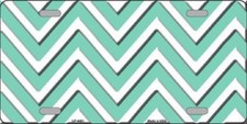 Mint Chevron Customizable Metal Novelty License Plate Tag