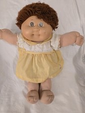 Muñeca Cabbage Patch 1978 1982 vintage pelo castaño ojos marrones coleta