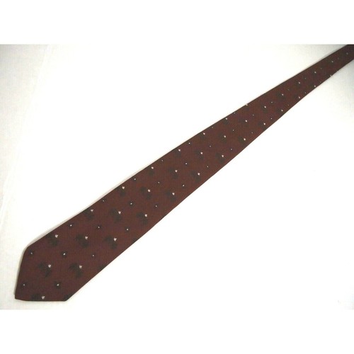 Vtg Anderson Little Boys Necktie Tie Brown Royal Crowns Crest Skinny 55" - Picture 2 of 4