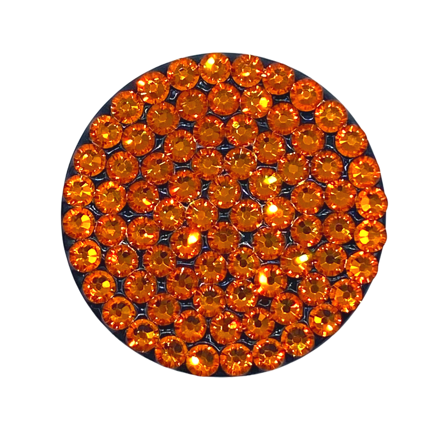 Handmade Bling Black Popsocket made with Tangerine / Orange Swarovski Crystals-image