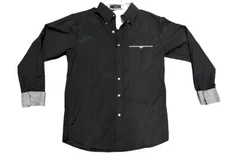 Men's VSKA Stretch Wrinkle Free Dress Shirt Formal Long Sleeve Slim Black M
