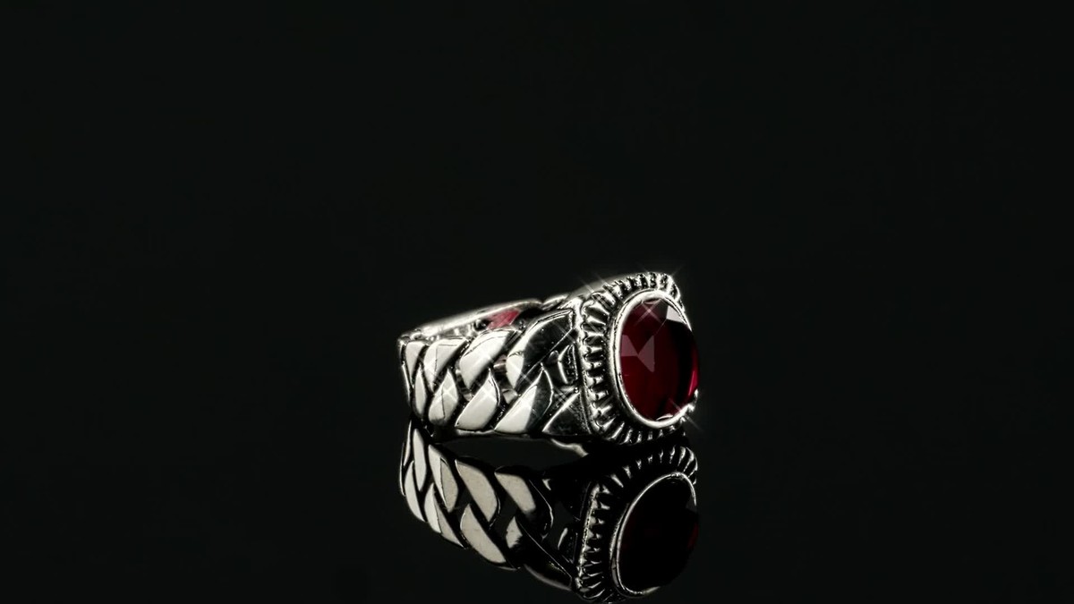 Women's Celtic Weave Simulated Ruby Ring - .925 Sterling Silver, Size 6, Sterling Silver Band - View #4