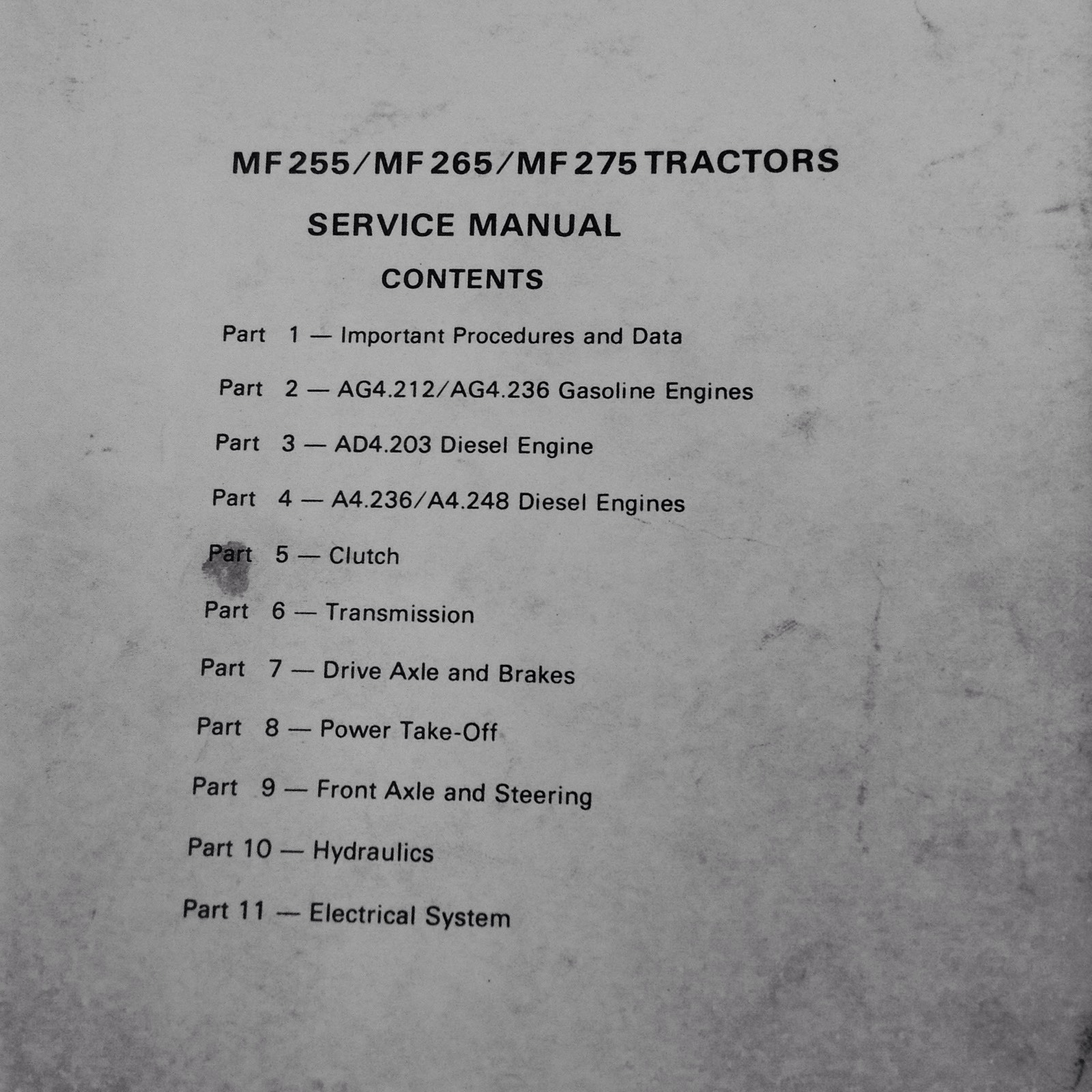 Massey Ferguson 255 Tractor Service Repair Shop Manual Technical Workshop  MF 255 | eBay