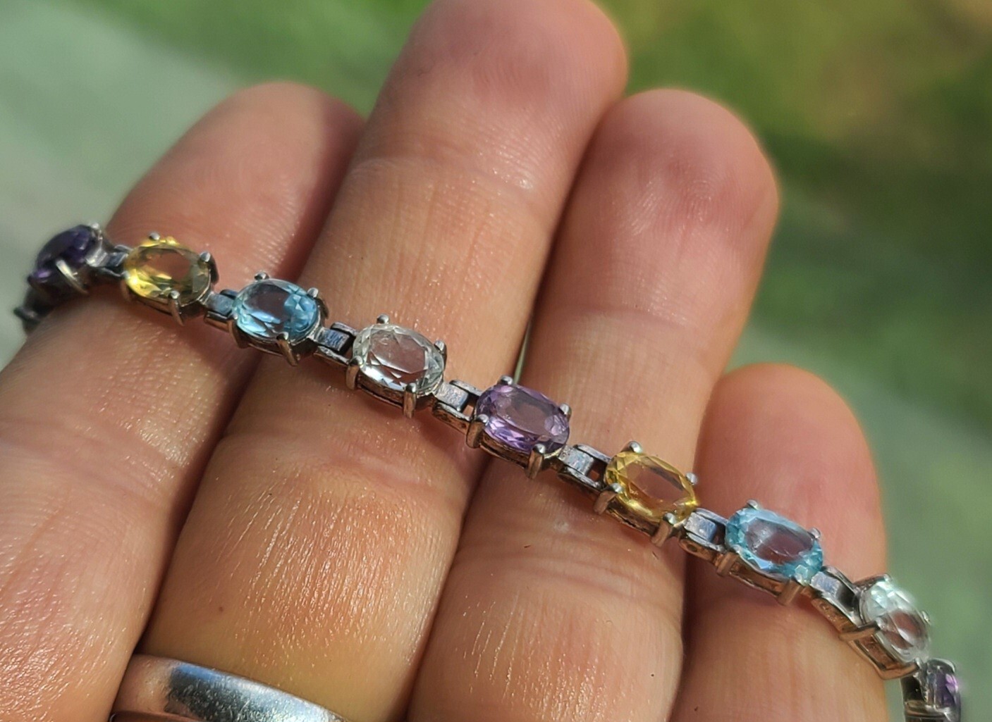 Sterling 925 Solid Silver Natural White Sapphire/… - image 3