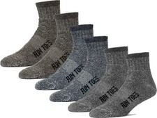 Men's 80 Wool Ankle Socks 6 Pairs All Seasons Winter Cushioned Hiking