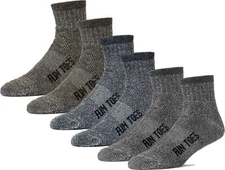Men's 80% Wool Ankle Socks 6 Pairs All Seasons Winter Cushioned Hiking