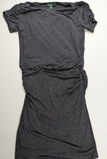 Lauren Ralph Lauren Dress Womens Size 6 Gray Jersey Knit Sides Ruched Crew Neck