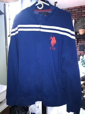US POLO ASSN White Stripe RED USPA Embroider LOGO #3 Blue SWEATER