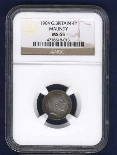 ENGLAND EDWARD VII  1904  FOUR PENCE MAUNDY COIN UNCIRCULATED CERTIFIED NGC MS65