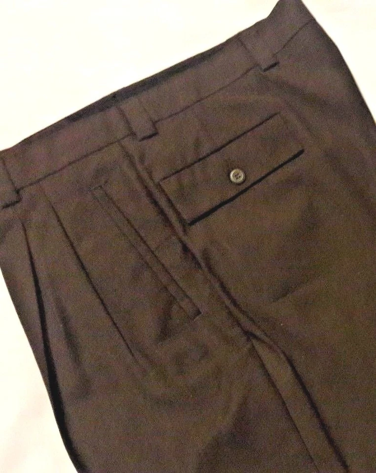 Pantalones de Vestir Giorgio Ferraro Marrón Plisados Diseñados en Italia - Talla 36Wx37L B1 Foto 4 de 4