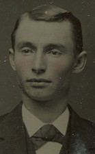 MAN, SHARP TINTED TINTYPE, PERIOD PAPER MAT.