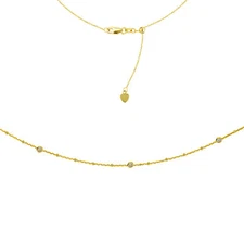 4 Stations  CZ Choker 14k Yellow Gold Necklace, 16" Adjustable