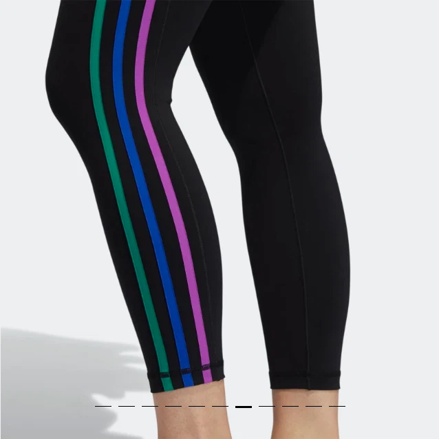 adidas Pride Believe This 2.0 3-Stripes 7/8 Tights Women Black Ranibow GM3529 - Image 3 of 4