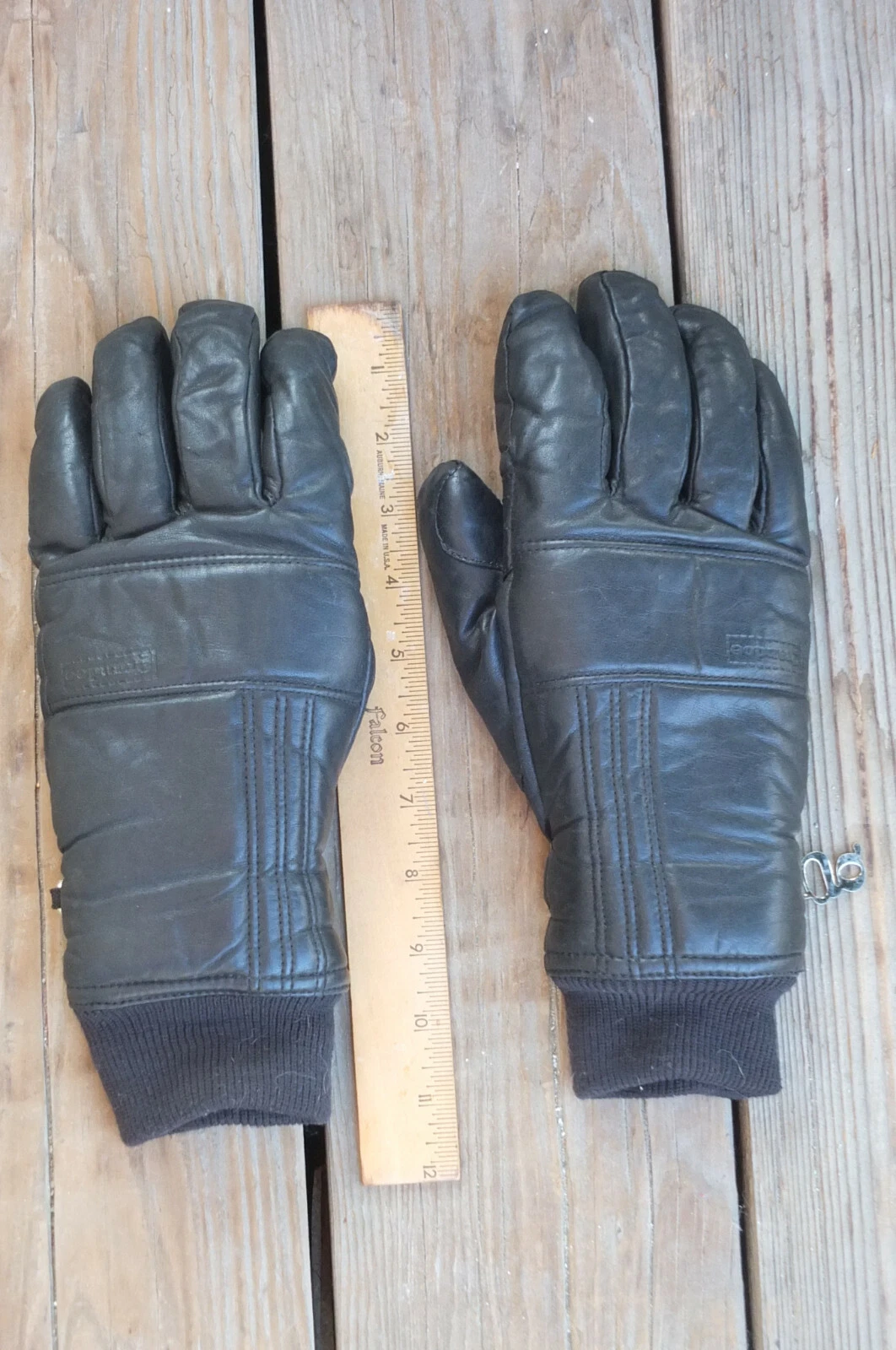 GRANDOE ~ Vintage Black Leather Ski Gloves Womens Medium Insulated ~ SHIPS FREE