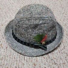 Stetson Mens Bowler Derby Hat Gray Heathered Adjustable Feather 7