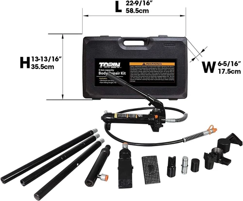 4 Ton Big Red Auto Body Frame Repair Kit Hydraulic Ram, with Storage Case Black - Picture 1 of 5