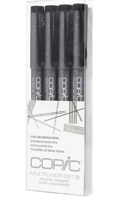 Copic Multiliner Set A Black 4 PCs Artist Markers JAPAN BRAND NEW