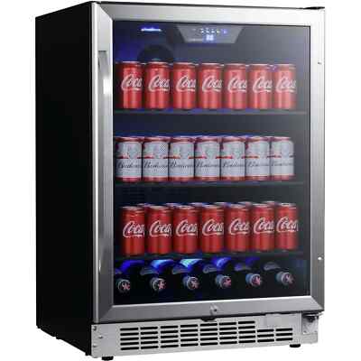 EdgeStar CBR1502SG 24''W Front Vent 142-Can Beverage Cooler Fridge w/Tinted Door