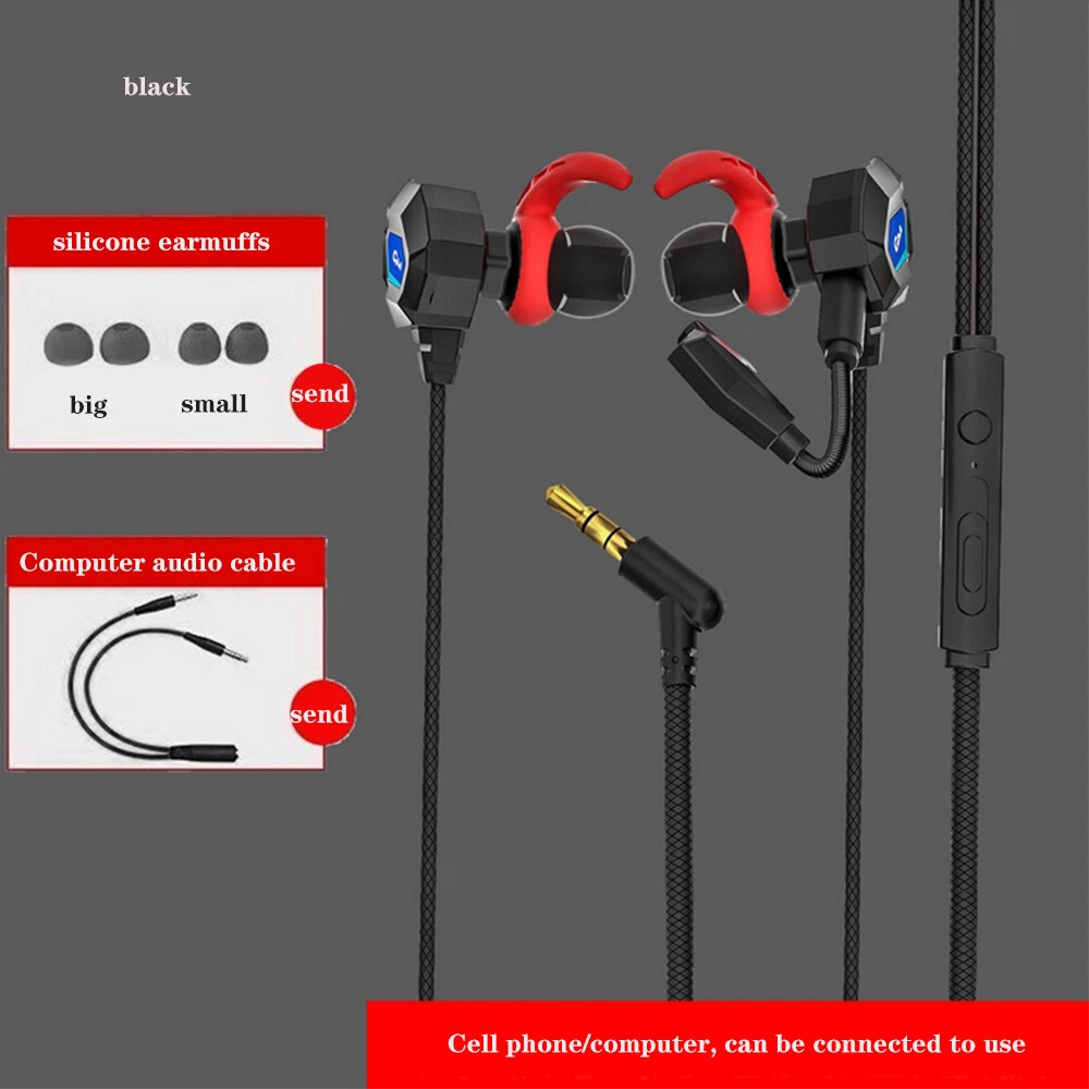 In Ear Gaming Headset Stereo Earphone Earbuds With Mic For PC