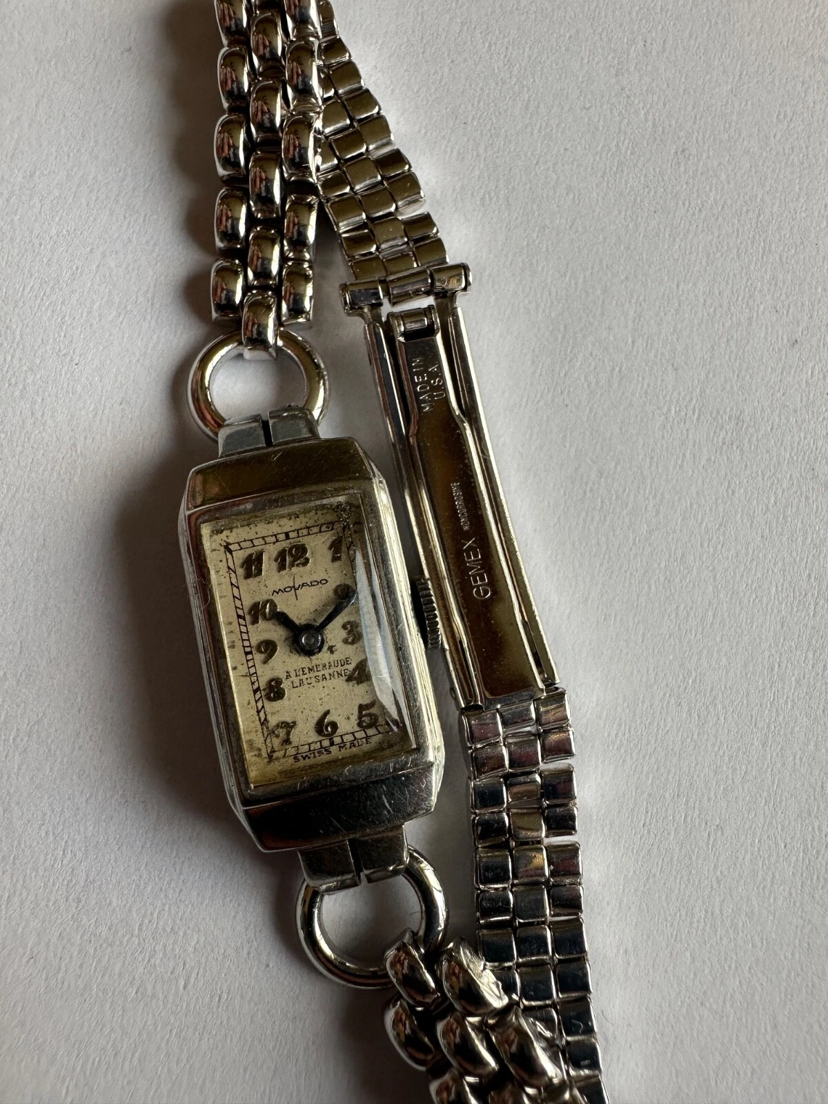 Breguet — Vintage Rare Movado Square Rectangular Breguet Gemex A L'emeraude Lausanne