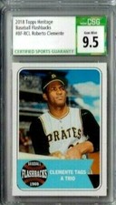 2018 Topps Heritage Roberto Clemente Baseball Flashbacks CSG 9.5