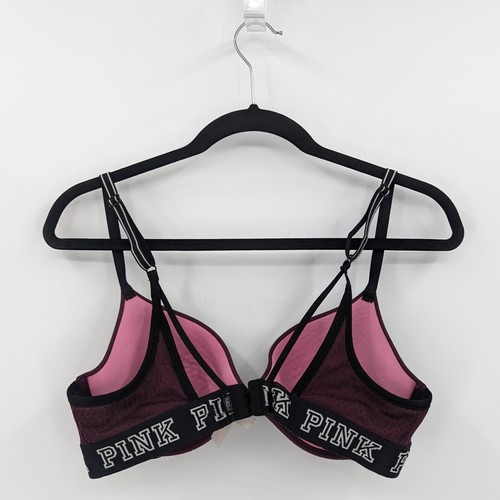 Victoria's Secret PINK Bra 36C Plum Purple Scoopneck T-shirt-READ - Picture 2 of 11
