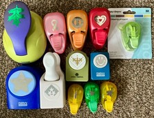 Lot Of 12 ASSORTED Paper Punches - Leaf Ribbon Heart Star Corner Candle Bee