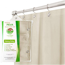 Heavy Duty PEVA Tan Shower Curtain Liner with Magnets Suction Cups - 70 X 72 I