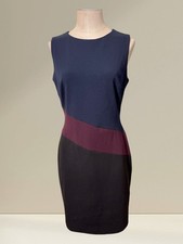 Tommy Hilfiger Dress Navy Black w Maroon accent logo gold zip Pencil Business