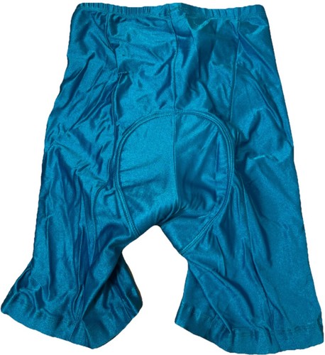 VINTAGE Tinley Radhose türkis blau glänzend Nylon Spandex gepolstert 90er hergestellt in den USA - Bild 2 von 5