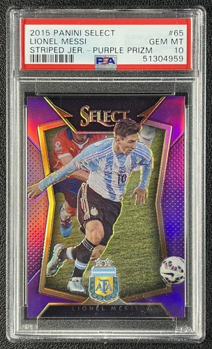 LIONEL MESSI PSA 10 2015 PANINI SELECT #65 PURPLE PRIZM 21/99 ARGENTINA