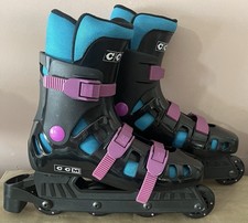 Vintage 1990s CCM Inline Skates Roller Blades - Black Teal & Magenta